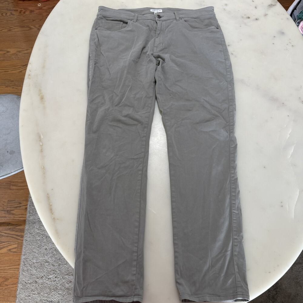 Peter Millar Pants Mens 36x32 Gray Signature Sateen Classic Fit Chino Stretch